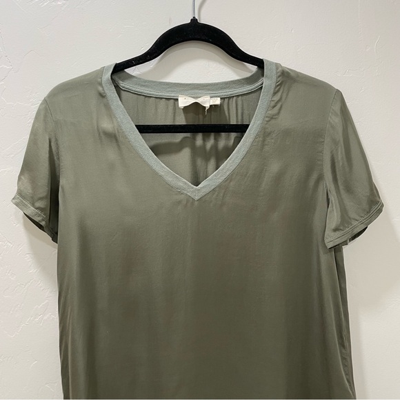 Nation LTD June Sateen V Neck Top Vintage Army Green Viscose Satin Women's XS - Picture 6 of 16
